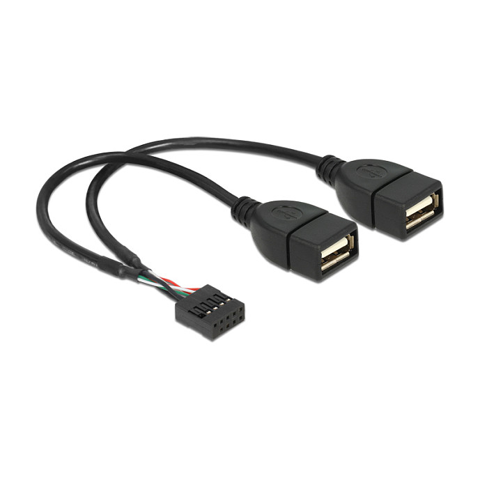 DeLOCK 83292 Cable USB interno Pin Header hembra a 2 x USB 2.0 Tipo-A hembra de 20 cm