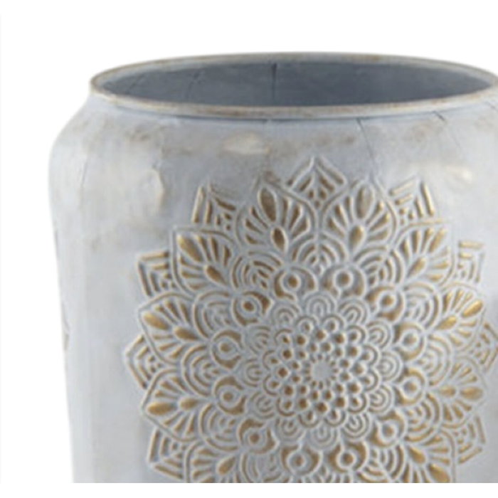 DKD Home Decor Set de 2 Maceteros Mandala Blanco y Dorado