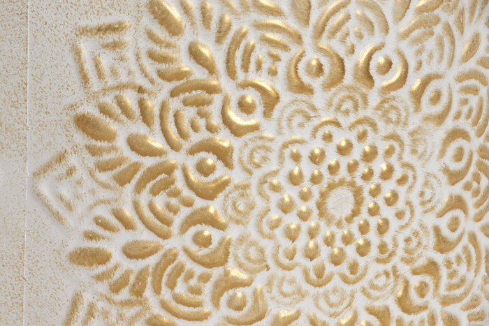 DKD Home Decor Macetero Arabe Mlaya Blanco Dorado Metal 40 x 35 x 40 cm Set de 2