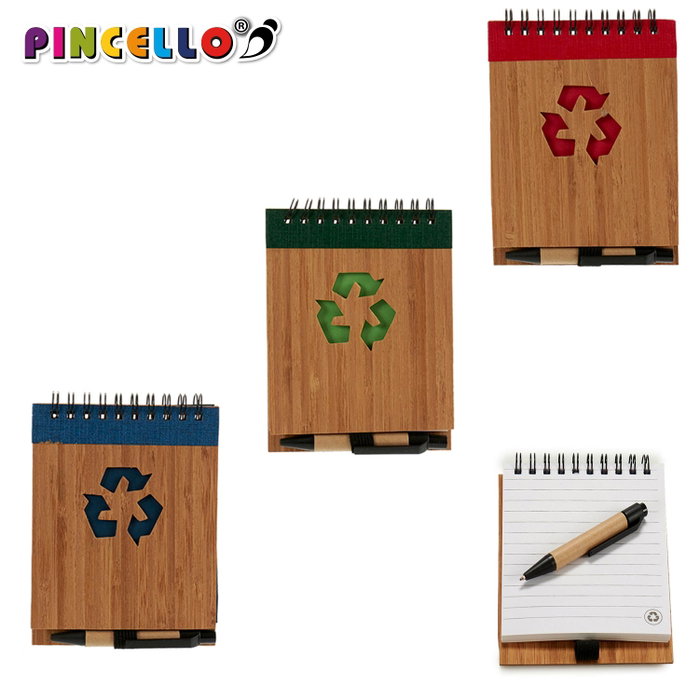 Pincello Libreta Bambú Reciclado con Bolígrafo 10 x 13 cm Surtidos (Set de 48) Pincello Libreta Bambú Reciclado con Bolígrafo 10 x 13 cm Surtidos (Set de 48)