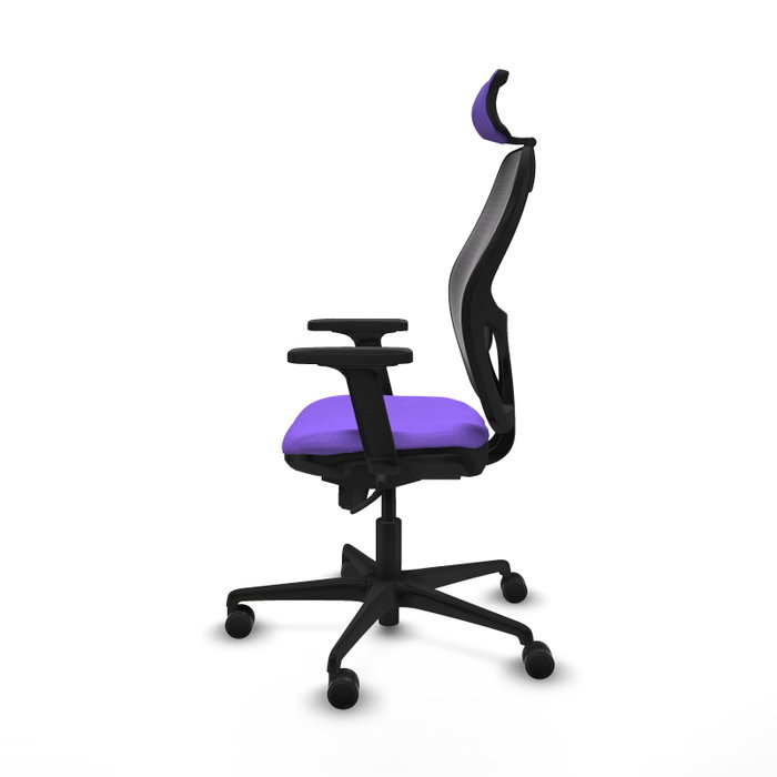 PIQUERAS Y CRESPO Silla de oficina Jorquera con mecanismo Sincro, tela lila y malla negra PIQUERAS Y CRESPO Silla de oficina Jorquera con mecanismo Sincro, tela lila y malla negra