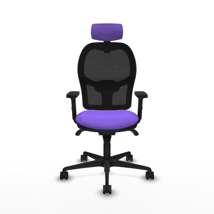 PIQUERAS Y CRESPO Silla de oficina Jorquera con mecanismo Sincro, tela lila y malla negra PIQUERAS Y CRESPO Silla de oficina Jorquera con mecanismo Sincro, tela lila y malla negra