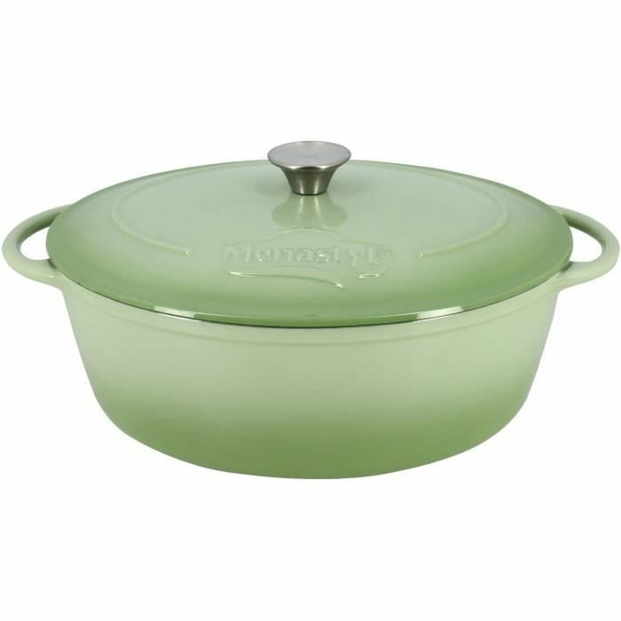 Menastyl Cacerola Redonda de Hierro Fundido Esmaltado Verde 7L Menastyl Cacerola Redonda de Hierro Fundido Esmaltado Verde 7L