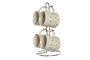 DKD Home Decor Set de 4 tazas de gres y metal TOPITOS Beige