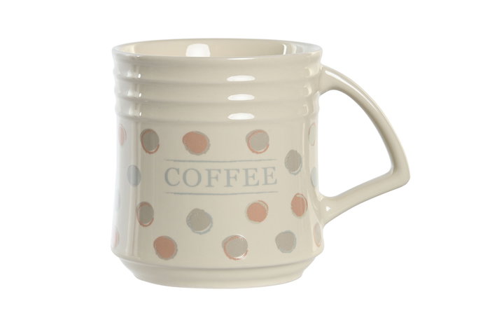 DKD Home Decor Set de 4 tazas de gres y metal TOPITOS Beige