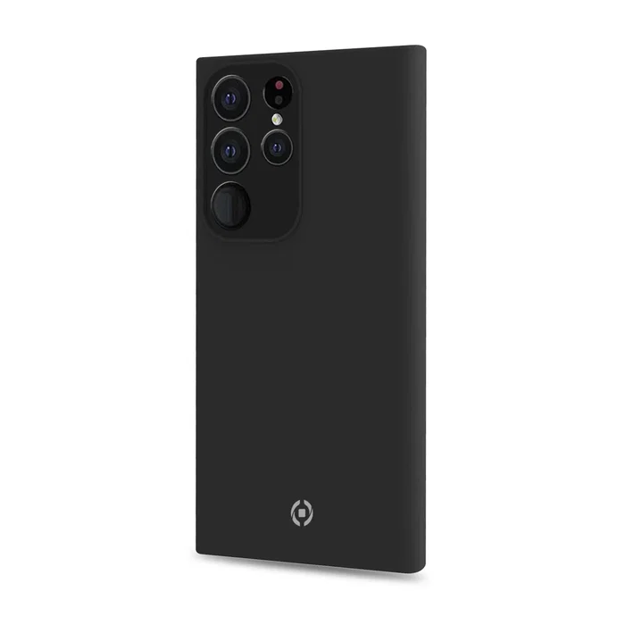 Celly Funda CROMO para Samsung Galaxy S23 Ultra 5G - Negra - Material TPU y microfibra - Resistente a golpes y rayones