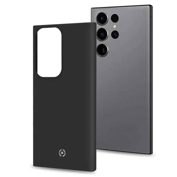 Celly Funda CROMO para Samsung Galaxy S23 Ultra 5G - Negra - Material TPU y microfibra - Resistente a golpes y rayones