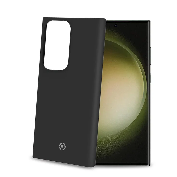 Celly Funda CROMO para Samsung Galaxy S23 Ultra 5G - Negra - Material TPU y microfibra - Resistente a golpes y rayones