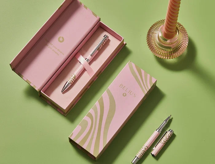Belius Ink Dreams Boligrafo Aluminio Rosa Verde Matcha Plateado Caja Diseño Tinta Azul 1mm Unlock Your Dreams