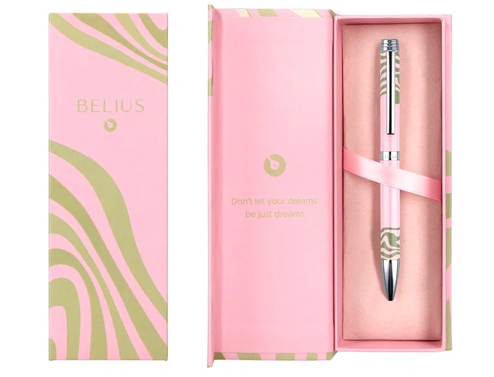 Belius Ink Dreams Boligrafo Aluminio Rosa Verde Matcha Plateado Caja Diseño Tinta Azul 1mm Unlock Your Dreams