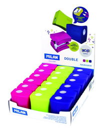 Afilalapiz Milan Double 1 Uso Con Deposito Surtido Expositor De 18