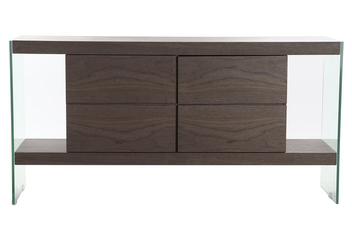 DKD Home Decor Buffet de Cristal y MDF Nogal Marrón