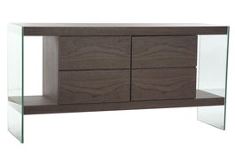 DKD Home Decor Buffet de Cristal y MDF Nogal Marrón