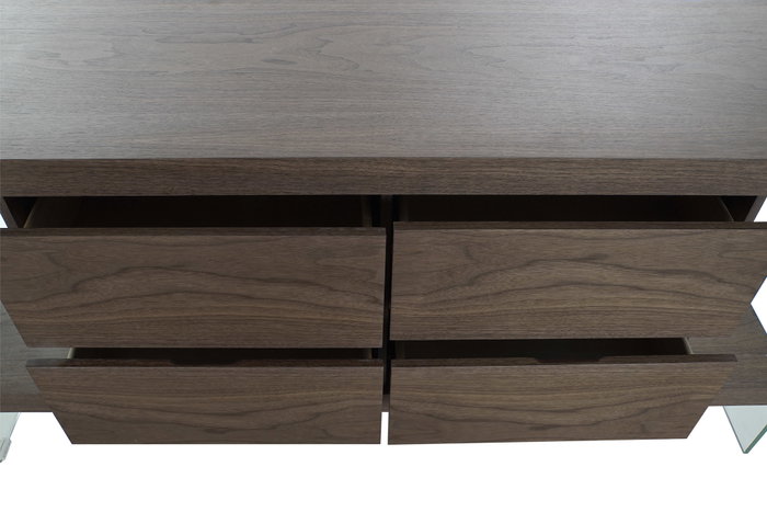 DKD Home Decor Buffet de Cristal y MDF Nogal Marrón