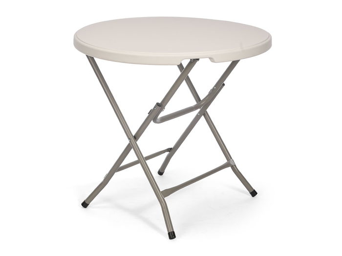 Ibergarden Mesa Redonda Plegable Diam 80 cm Plástico y Acero Color Blanco/Gris