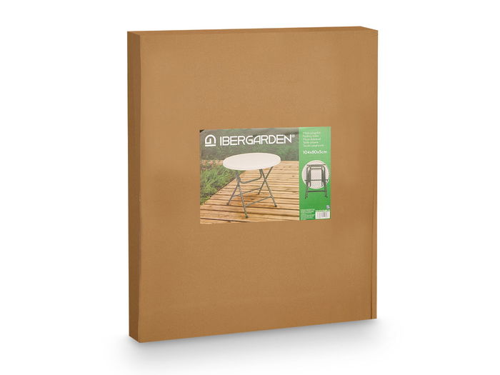 Ibergarden Mesa Redonda Plegable Diam 80 cm Plástico y Acero Color Blanco/Gris