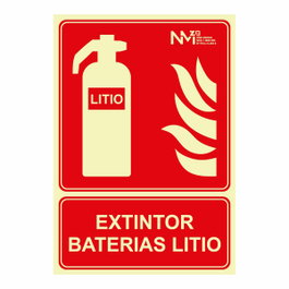 Normaluz Cartel de extinción extintor de baterías de litio clase A