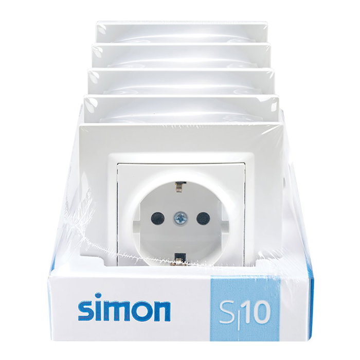 Simon Base empotrable Schuko 2p+t Simon10, blanco, 5 uds Simon Base empotrable Schuko 2p+t Simon10, blanco, 5 uds