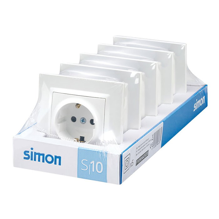 Simon Base empotrable Schuko 2p+t Simon10, blanco, 5 uds Simon Base empotrable Schuko 2p+t Simon10, blanco, 5 uds