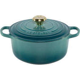 Le Creuset Signature Bräter Fuente para asar redonda 24 cm Bleu Riviera