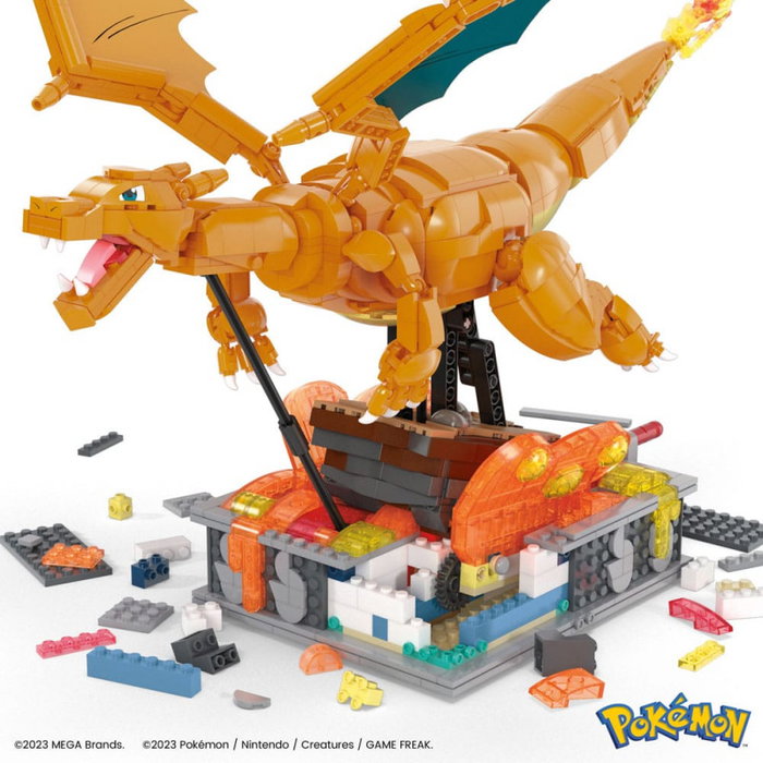 Mattel Figura Mega Construx Motion Pokemon Charizard - Kit de Construcción 1664 Piezas, Figura de 24 cm con Movilidad y Base Soporte