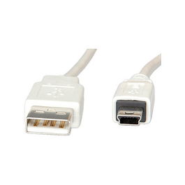 VALUE Cable USB 2.0 A a Mini USB de 5 Pines, 3 Metros, Blanco