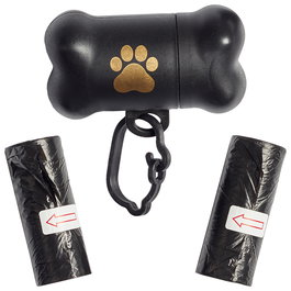 The Concept Factory Dispensador Con 45 Bolsas para Perro Tipo Hueso Con Mosquetón Ligero y Práctico