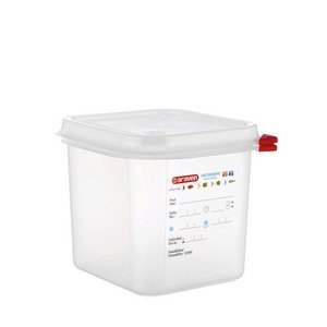 Araven Cubeta GN 1/6 150 mm Polipropileno para Transporte y Almacenaje 2.6 Litros - 176 mm Largo x 162 mm Ancho x 150 mm Alto