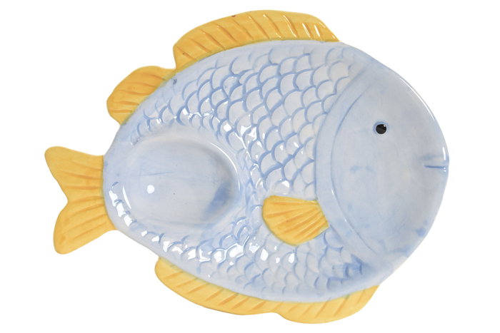 DKD Home Decor Bandeja de Gres con Diseño de Pez, 20x15x2,5 cm, Azul Celeste DKD Home Decor Bandeja de Gres con Diseño de Pez, 20x15x2,5 cm, Azul Celeste