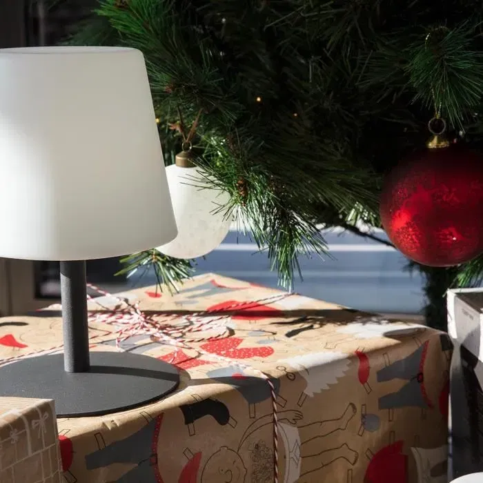 Lumisky Lámpara de Mesa LED Inalámbrica Standy Mini Rock - Gris y Blanco - 25 cm