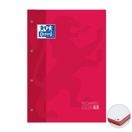 Recambio Oxford School Color 1 Encolado A4+ 80H 90Gr 4 Taladros Cuadric.5X5 Rojo (1 Color De Recuadro) (Set de 5)