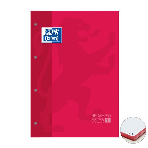Recambio Oxford School Color 1 Encolado A4+ 80H 90Gr 4 Taladros Cuadric.5X5 Rojo (1 Color De Recuadro) (Set de 5) Recambio Oxford School Color 1 Encolado A4+ 80H 90Gr 4 Taladros Cuadric.5X5 Rojo (1 Color De Recuadro) (Set de 5)
