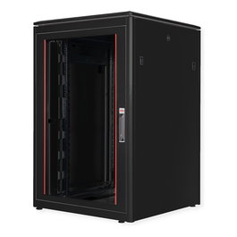 ROLINE Armario Rack de Red 19 Pulgadas 22U, 800x800 mm, Puerta de Cristal Negra, 600 kg de Capacidad, para Montaje Independiente