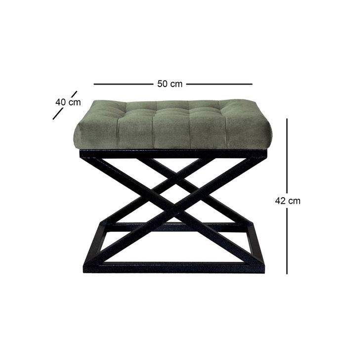 Atelier Del Sofa Pouffe Negro y Verde, 50 cm Ancho x 42 cm Alto x 40 cm Profundidad, Elegancia y Comodidad para tu Hogar