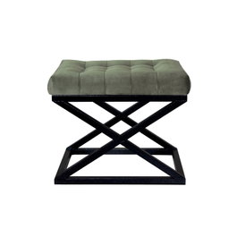 Atelier Del Sofa Pouffe Negro y Verde, 50 cm Ancho x 42 cm Alto x 40 cm Profundidad, Elegancia y Comodidad para tu Hogar
