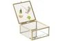 DKD Home Decor Joyero de Cristal y Metal con Flores Preservadas