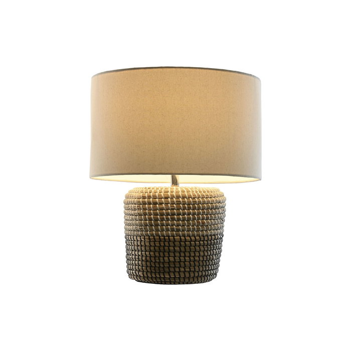 DKD Home Decor Lámpara de Sobremesa Seagrass y Lino Blanco
