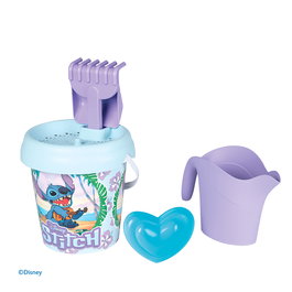 Smoby Set Completo de Playa Stitch 7600862185 con Cubo, Pala, Rastrillo, Tamiz, Regadera y Molde para Niños +18 Meses