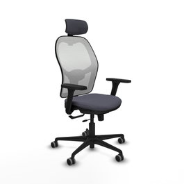 PIQUERAS Y CRESPO Silla de oficina Jorquera con mecanismo Sincro/Traslack, Gris oscuro y Blanco