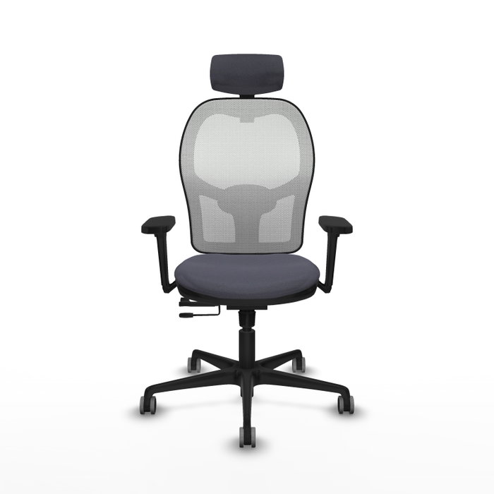 PIQUERAS Y CRESPO Silla de oficina Jorquera con mecanismo Sincro/Traslack, Gris oscuro y Blanco