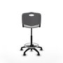 Taburete Robledo con mecanismo Giratorio de PVC color Gris claro. Equipado con Base poliamida negra, Sin brazos y Ruedas autofrenantes