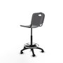 Taburete Robledo con mecanismo Giratorio de PVC color Gris claro. Equipado con Base poliamida negra, Sin brazos y Ruedas autofrenantes