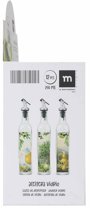 Anna Aceitera de Vidrio 750ml con Tapón ABS (12 Unidades)