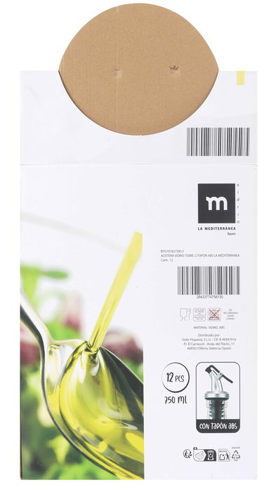 Anna Aceitera de Vidrio 750ml con Tapón ABS (12 Unidades)