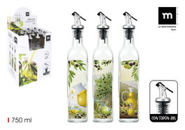 Anna Aceitera de Vidrio 750ml con Tapón ABS (12 Unidades)