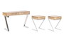 DKD Home Decor Consola Loft Set de 3 Marron Claro Plateado 76 x 110 x 41.5 cm