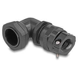DeLOCK Prensaestopas con alivio de tensión y protección contra la flexión 90° PG21 negro