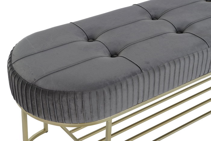 DKD Home Decor Descalzadora de Poliéster y Metal en Terciopelo Gris y Dorado DKD Home Decor Descalzadora de Poliéster y Metal en Terciopelo Gris y Dorado