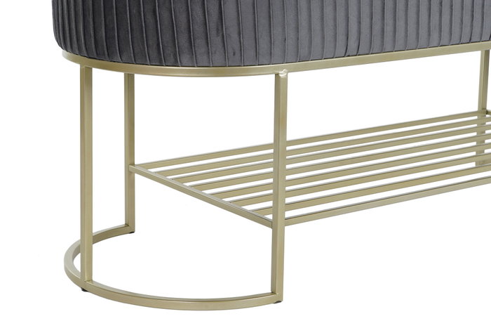 DKD Home Decor Descalzadora de Poliéster y Metal en Terciopelo Gris y Dorado DKD Home Decor Descalzadora de Poliéster y Metal en Terciopelo Gris y Dorado