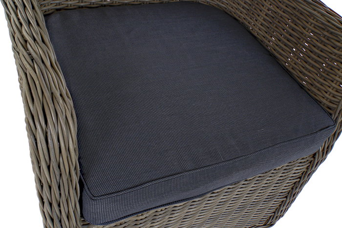 DKD Home Decor Mesa de Comedor para Terraza y Jardín, Set de 7 Piezas en Ratán Sintético y Acero con Cristal, Color Beige y Gris, Dimensiones 200 x 100 x 75 cm, Incluye Cojines